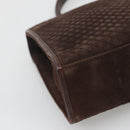 BALLY Quilted Hand Bag Suede Dark Brown Gold Auth BA1446-16