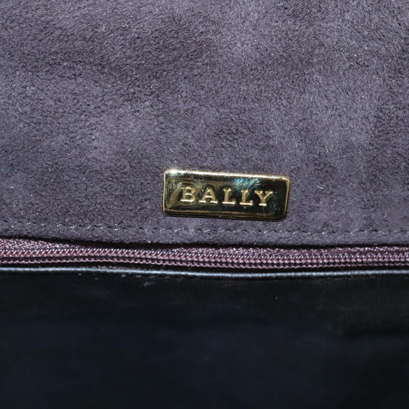 BALLY Quilted Hand Bag Suede Dark Brown Gold Auth BA1446