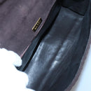 BALLY Quilted Hand Bag Suede Dark Brown Gold Auth BA1446-10