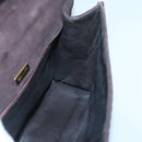 BALLY Quilted Hand Bag Suede Dark Brown Gold Auth BA1446-19