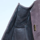 BALLY Quilted Hand Bag Suede Dark Brown Gold Auth BA1446-20