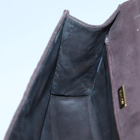 BALLY Quilted Hand Bag Suede Dark Brown Gold Auth BA1446