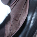 BALLY Quilted Hand Bag Suede Dark Brown Gold Auth BA1446-11