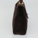 BALLY Quilted Hand Bag Suede Dark Brown Gold Auth BA1446-3