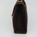 BALLY Quilted Hand Bag Suede Dark Brown Gold Auth BA1446-4