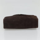 BALLY Quilted Hand Bag Suede Dark Brown Gold Auth BA1446-5