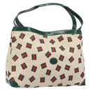 GUCCI Web Sherry Line Tote Bag PVC Canvas Gold White Auth BA14461-1