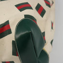 GUCCI Web Sherry Line Tote Bag PVC Canvas Gold White Auth BA14461-10
