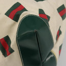 GUCCI Web Sherry Line Tote Bag PVC Canvas Gold White Auth BA14461-12