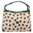 GUCCI Web Sherry Line Tote Bag PVC Canvas Gold White Auth BA14461-2