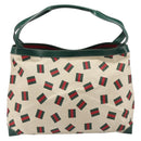 GUCCI Web Sherry Line Tote Bag PVC Canvas Gold White Auth BA14461-3