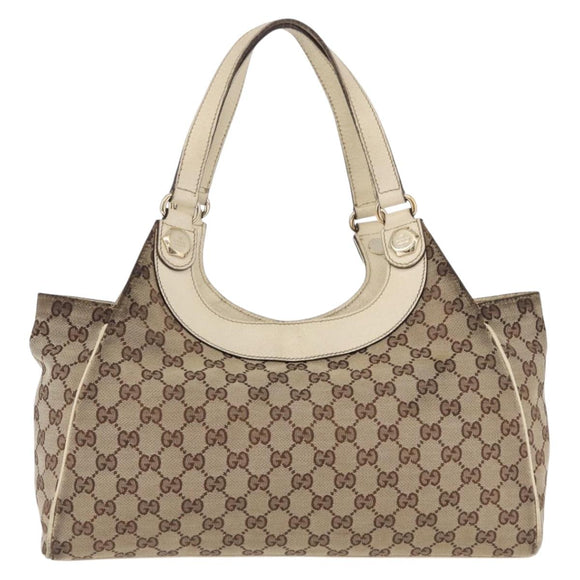 GUCCI GG Canvas Shoulder Bag Beige Gold 154982 Auth BA14464