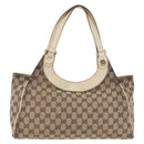 GUCCI GG Canvas Shoulder Bag Beige Gold 154982 Auth BA14464-3