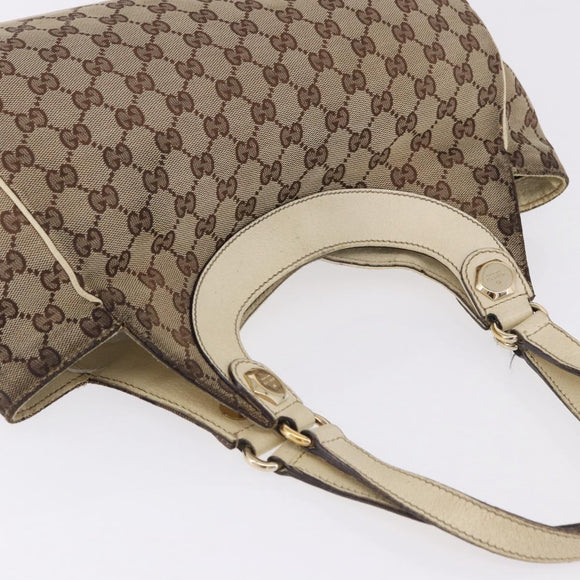 GUCCI GG Canvas Shoulder Bag Beige Gold 154982 Auth BA14464
