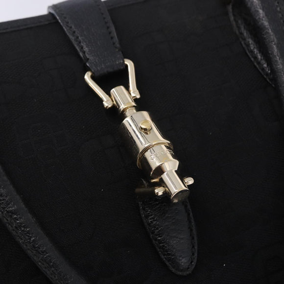 GUCCI Jackie Hand Bag Canvas Black Gold 145818 Auth BA14468A