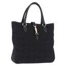 GUCCI Jackie Hand Bag Canvas Black Gold 145818 Auth BA14468A-1