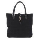 GUCCI Jackie Hand Bag Canvas Black Gold 145818 Auth BA14468A-13