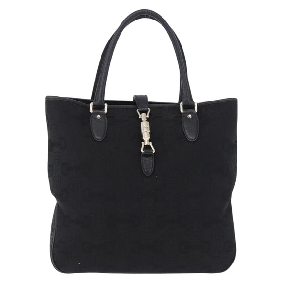 GUCCI Jackie Hand Bag Canvas Black Gold 145818 Auth BA14468A