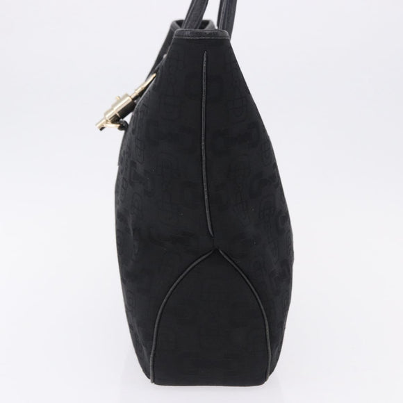 GUCCI Jackie Hand Bag Canvas Black Gold 145818 Auth BA14468A