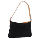CELINE C Macadam Canvas Hand Bag Suede Black Silver Auth BA14469A-1