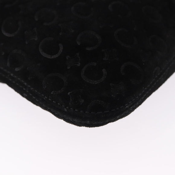 CELINE C Macadam Canvas Hand Bag Suede Black Silver Auth BA14469A