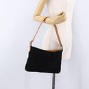 CELINE C Macadam Canvas Hand Bag Suede Black Silver Auth BA14469A-22