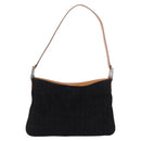 CELINE C Macadam Canvas Hand Bag Suede Black Silver Auth BA14469A-13
