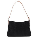 CELINE C Macadam Canvas Hand Bag Suede Black Silver Auth BA14469A-2