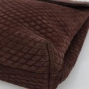 BALLY Quilted Hand Bag Suede Dark Brown Gold Auth BA1447-9