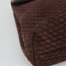 BALLY Quilted Hand Bag Suede Dark Brown Gold Auth BA1447-14
