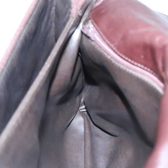 BALLY Quilted Hand Bag Suede Dark Brown Gold Auth BA1447