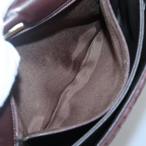 BALLY Quilted Hand Bag Suede Dark Brown Gold Auth BA1447