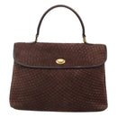 BALLY Quilted Hand Bag Suede Dark Brown Gold Auth BA1447-13