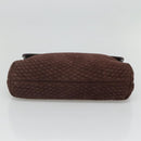 BALLY Quilted Hand Bag Suede Dark Brown Gold Auth BA1447-5