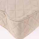 CHANEL Matelasse Shoulder Bag Lamb Skin White Gold CC Auth BA14472-8