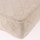CHANEL Matelasse Shoulder Bag Lamb Skin White Gold CC Auth BA14472-16