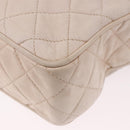 CHANEL Matelasse Shoulder Bag Lamb Skin White Gold CC Auth BA14472-17