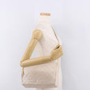 CHANEL Matelasse Shoulder Bag Lamb Skin White Gold CC Auth BA14472-24
