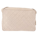 CHANEL Matelasse Shoulder Bag Lamb Skin White Gold CC Auth BA14472-2