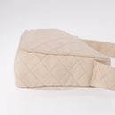 CHANEL Matelasse Shoulder Bag Lamb Skin White Gold CC Auth BA14472-3