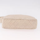 CHANEL Matelasse Shoulder Bag Lamb Skin White Gold CC Auth BA14472-5