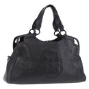 CARTIER Hand Bag Leather Black Silver Auth BA14473-1