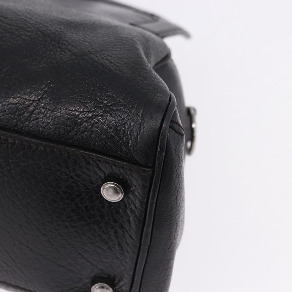 CARTIER Hand Bag Leather Black Silver Auth BA14473