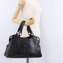 CARTIER Hand Bag Leather Black Silver Auth BA14473-23