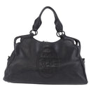 CARTIER Hand Bag Leather Black Silver Auth BA14473-3