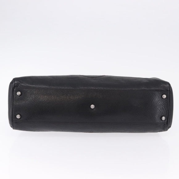 CARTIER Hand Bag Leather Black Silver Auth BA14473