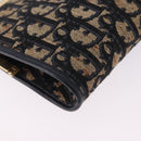 Christian Dior Trotter Canvas Clutch Bag Navy Gold Auth BA14475-10