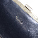 Christian Dior Trotter Canvas Clutch Bag Navy Gold Auth BA14475-12