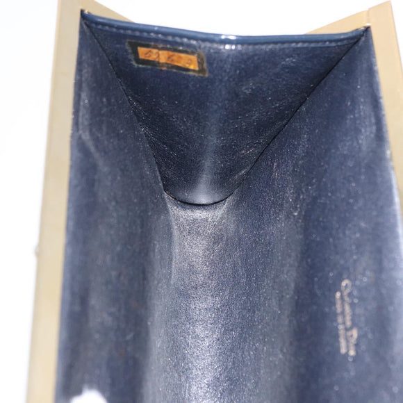 Christian Dior Trotter Canvas Clutch Bag Navy Gold Auth BA14475