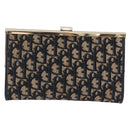 Christian Dior Trotter Canvas Clutch Bag Navy Gold Auth BA14475-3